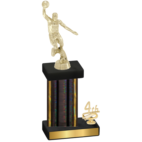 Accented Single Black Glacier Fourth Place Basketball Trophy