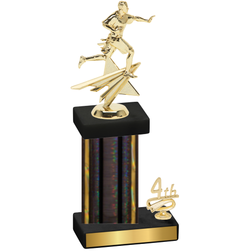 Accented Single Black Glacier Fourth Place Flag Football Trophy