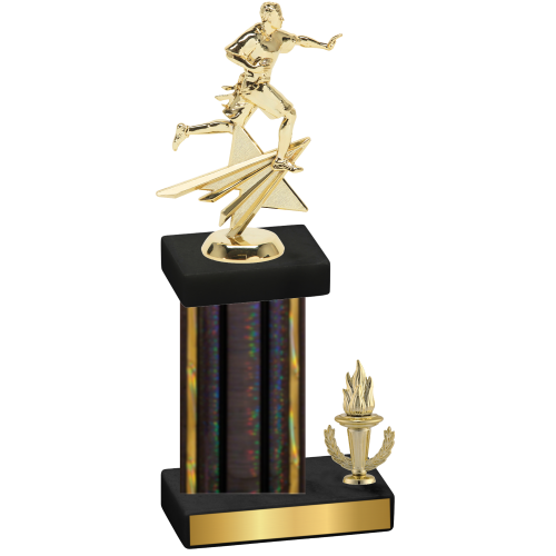 Accented Single Black Glacier Victory Flag Football Trophy