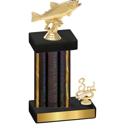 Accented Single Black Glacier Third Place Fishing Trophy