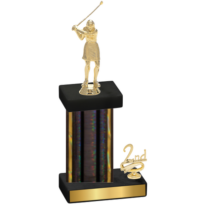 Accented Single Black Glacier Second Place Golf Trophy