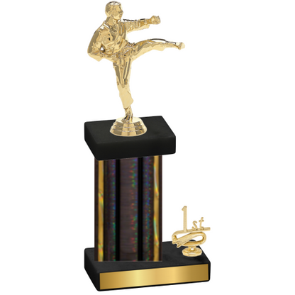 Accented Single Black Glacier First Place Karate Trophy