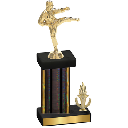 Accented Single Black Glacier Victory Karate Trophy