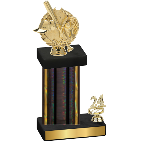 Accented Single Black Glacier Year Baseball Trophy