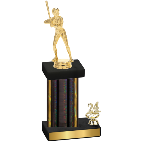 Accented Single Black Glacier Year Softball Trophy