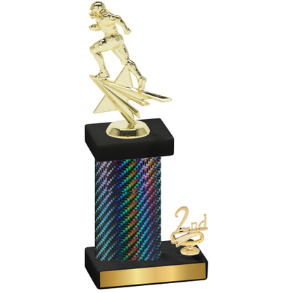 Accented Single Black Carbon Fiber Second Place Football Trophy