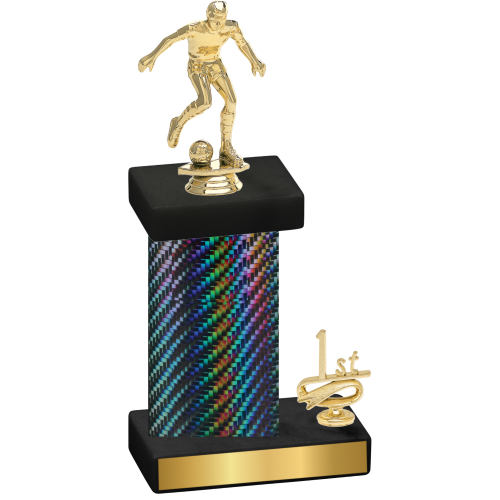 Accented Single Black Carbon Fiber First Place Soccer Trophy