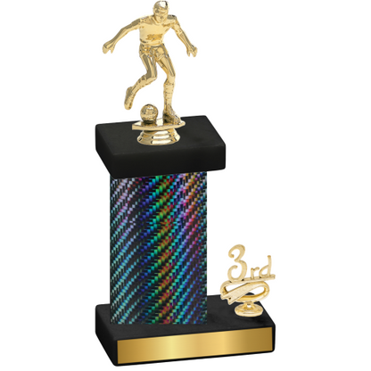 Accented Single Black Carbon Fiber Third Place Soccer Trophy