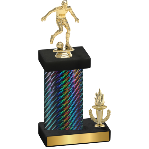 Accented Single Black Carbon Fiber Victory Soccer Trophy