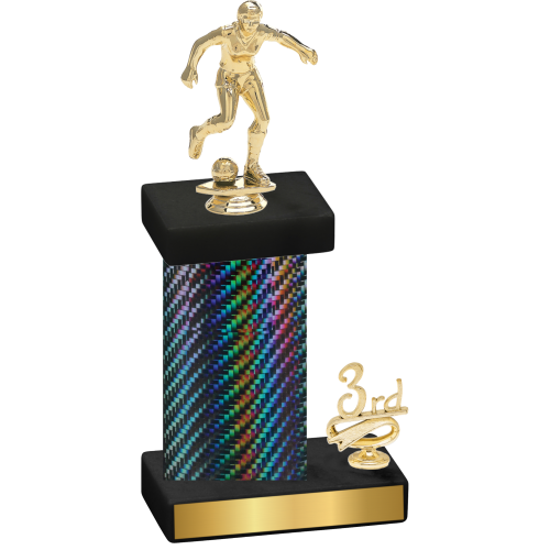 Accented Single Black Carbon Fiber Third Place Soccer Trophy