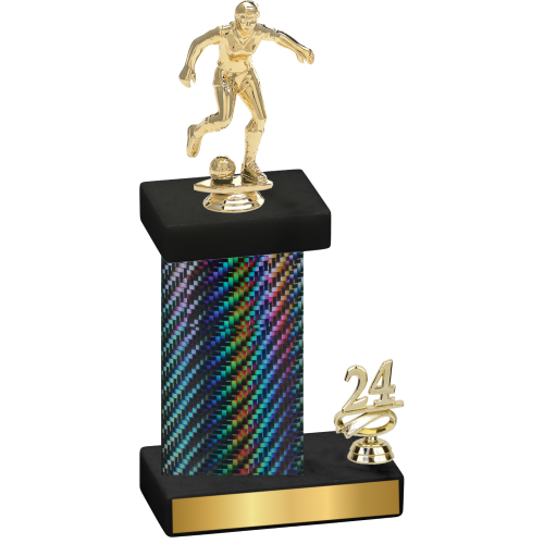 Accented Single Black Carbon Fiber Year Soccer Trophy