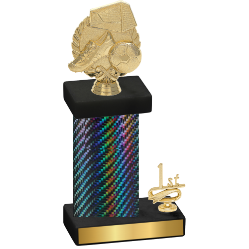 Accented Single Black Carbon Fiber First Place Soccer Trophy