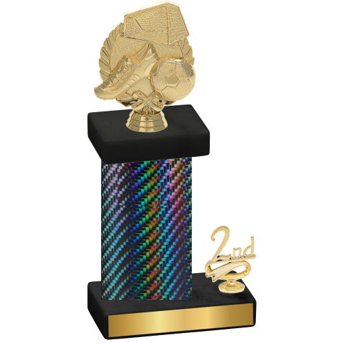 Accented Single Black Carbon Fiber Second Place Soccer Trophy