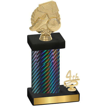 Accented Single Black Carbon Fiber Fourth Place Soccer Trophy