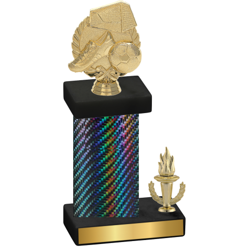 Accented Single Black Carbon Fiber Victory Soccer Trophy