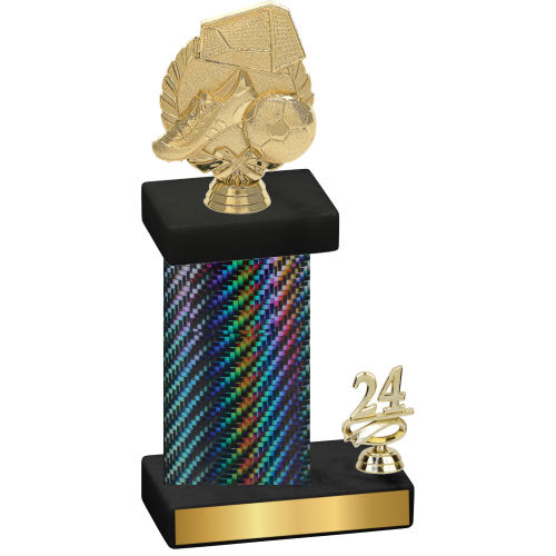 Accented Single Black Carbon Fiber Year Soccer Trophy