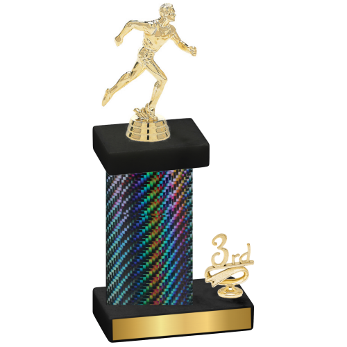 Accented Single Black Carbon Fiber Third Place Running Trophy