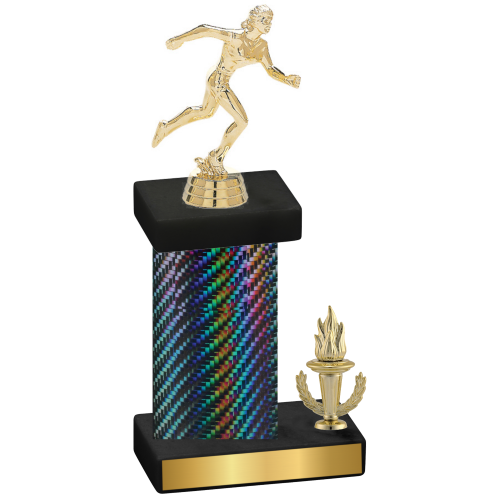 Accented Single Black Carbon Fiber Victory Running Trophy