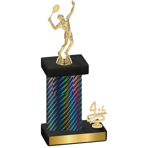 Accented Single Black Carbon Fiber Fourth Place Tennis Trophy