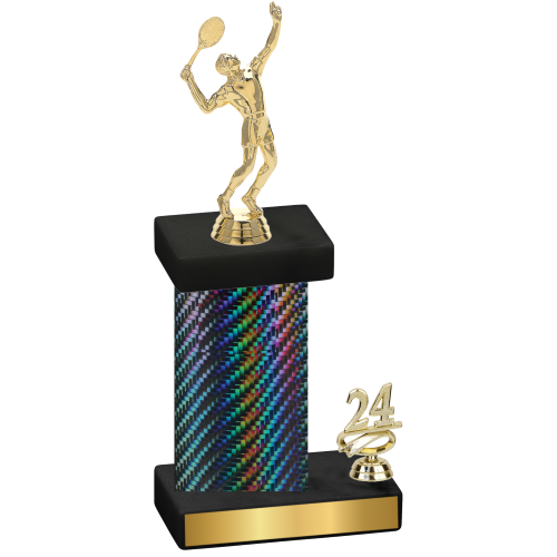 Accented Single Black Carbon Fiber Year Tennis Trophy