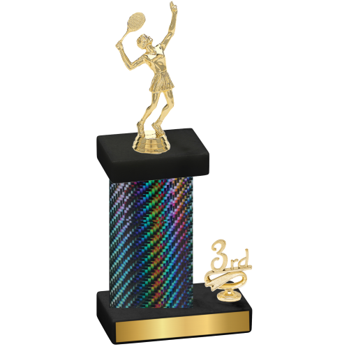 Accented Single Black Carbon Fiber Third Place Tennis Trophy