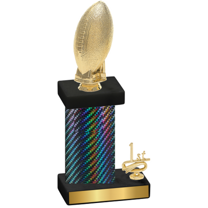 Accented Single Black Carbon Fiber First Place Football Trophy