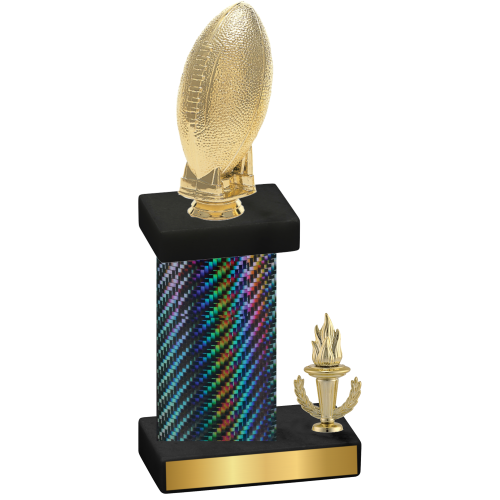 Accented Single Black Carbon Fiber Victory Football Trophy