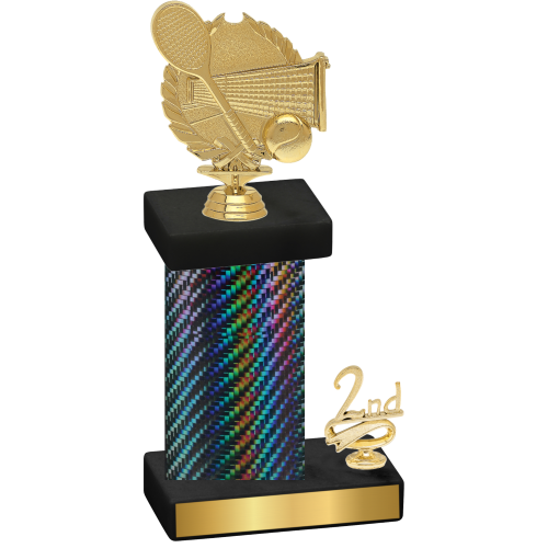 Accented Single Black Carbon Fiber Second Place Tennis Trophy