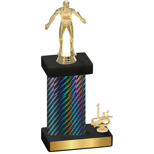 Accented Single Black Carbon Fiber First Place Wrestling Trophy