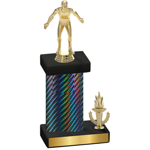 Accented Single Black Carbon Fiber Victory Wrestling Trophy