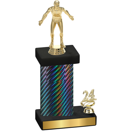 Accented Single Black Carbon Fiber Year Wrestling Trophy