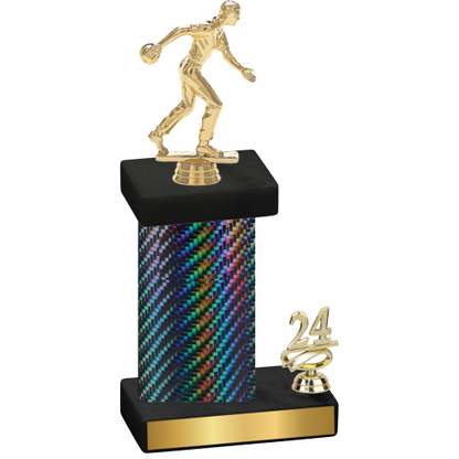 Accented Single Black Carbon Fiber Year Bowling Trophy