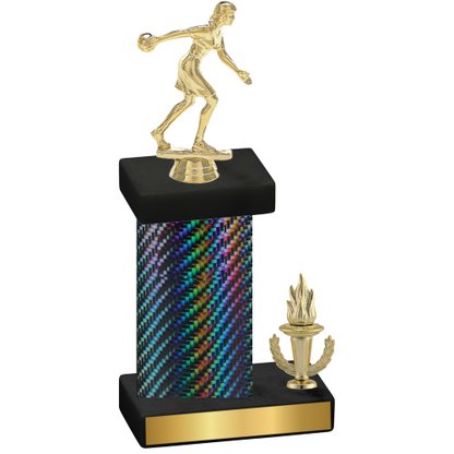 Accented Single Black Carbon Fiber Victory Bowling Trophy