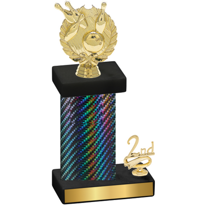 Accented Single Black Carbon Fiber Second Place Bowling Trophy