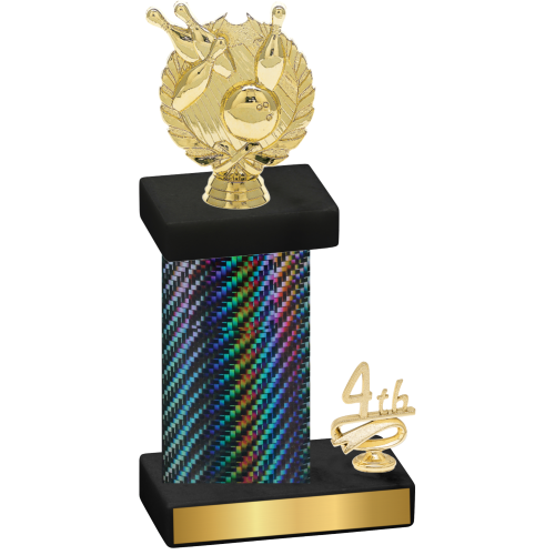 Accented Single Black Carbon Fiber Fourth Place Bowling Trophy