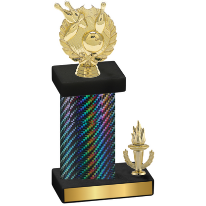 Accented Single Black Carbon Fiber Victory Bowling Trophy