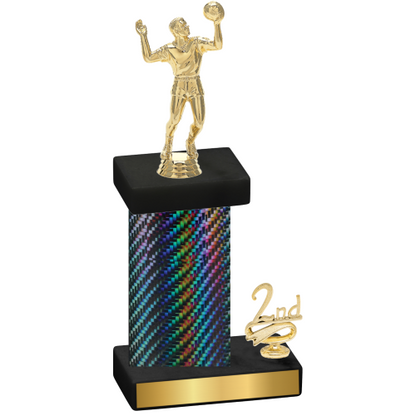 Accented Single Black Carbon Fiber Second Place Volleyball Trophy