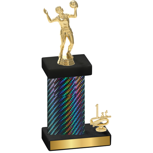 Accented Single Black Carbon Fiber First Place Volleyball Trophy