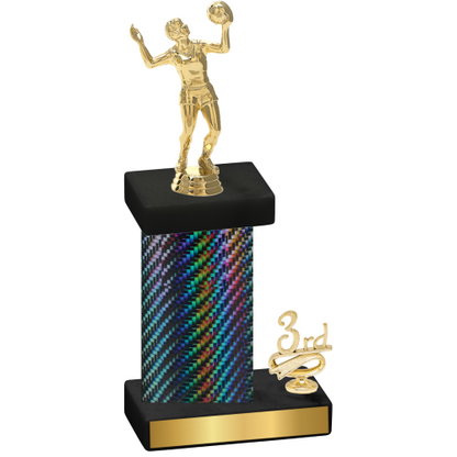 Accented Single Black Carbon Fiber Third Place Volleyball Trophy