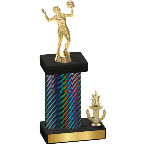 Accented Single Black Carbon Fiber Victory Volleyball Trophy