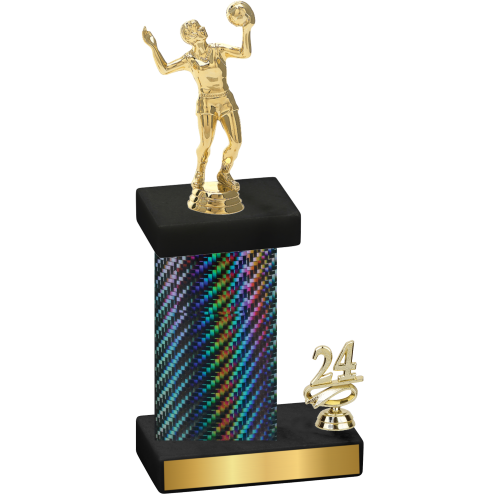 Accented Single Black Carbon Fiber Year Volleyball Trophy