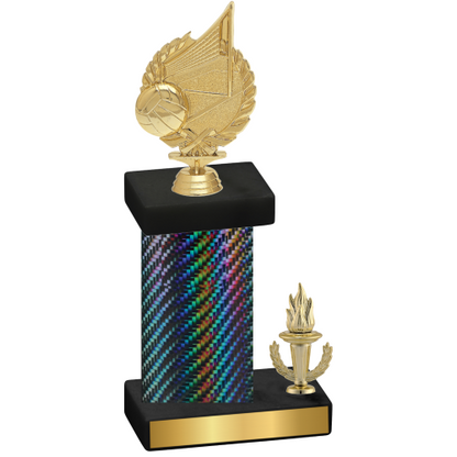 Accented Single Black Carbon Fiber Victory Volleyball Trophy