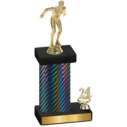 Accented Single Black Carbon Fiber Year Swimming Trophy