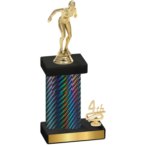 Accented Single Black Carbon Fiber Fourth Place Tennis Trophy