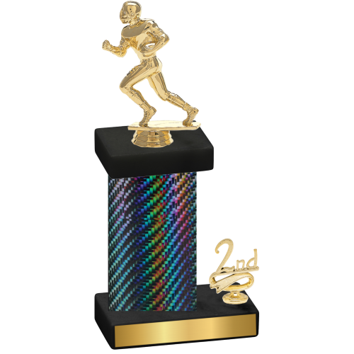 Accented Single Black Carbon Fiber Second Place Football Trophy