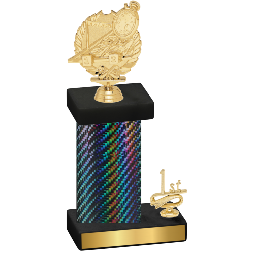 Accented Single Black Carbon Fiber First Place Swimming Trophy