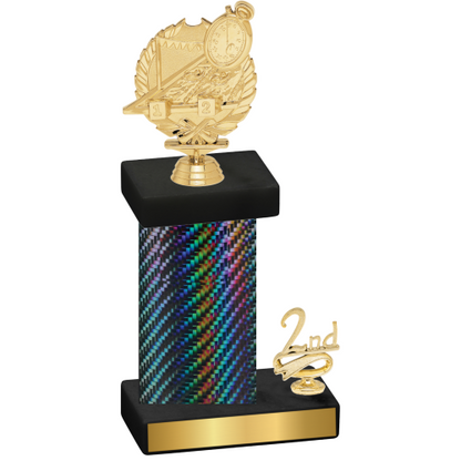 Accented Single Black Carbon Fiber Second Place Swimming Trophy