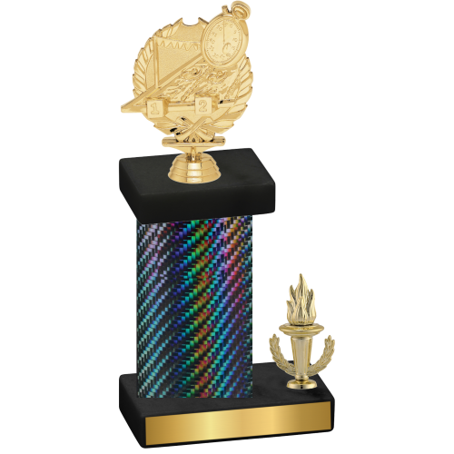 Accented Single Black Carbon Fiber Victory Swimming Trophy