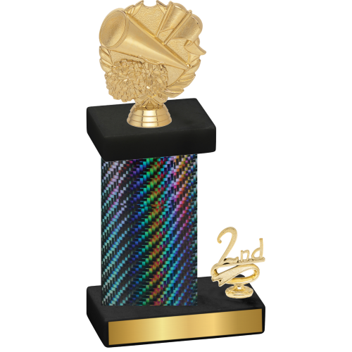 Accented Single Black Carbon Fiber Second Place Cheerleading Trophy