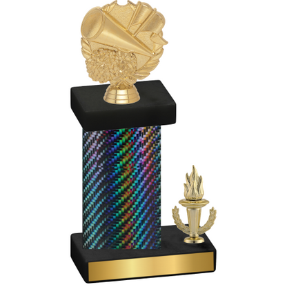 Accented Single Black Carbon Fiber Victory Cheerleading Trophy